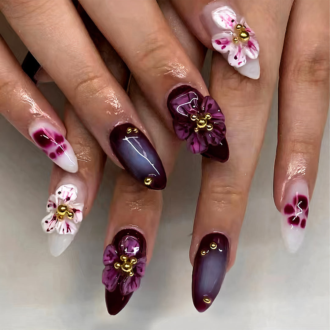 Elegant Floral-Inspired Press-On Nail Set