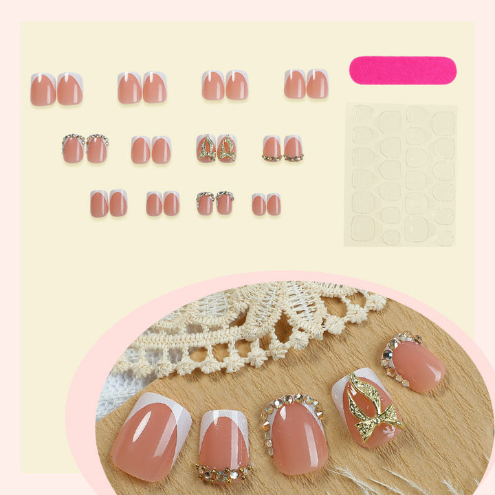 Artificial nail set with elegant glitter and flower decorations Kalsten