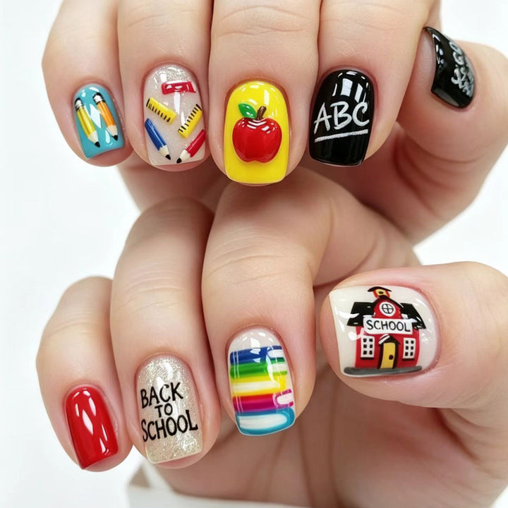 Art Nails with Creative School Motif Kalsten