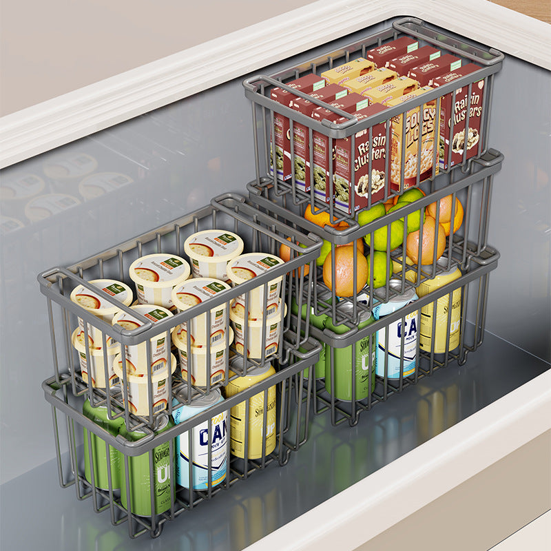 Wire Refrigerator Can Organizer Basket with Slide Handles