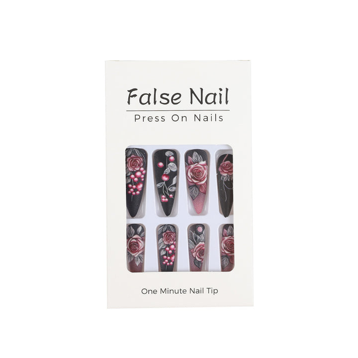 Artificial nails with detailed rose design Kalsten