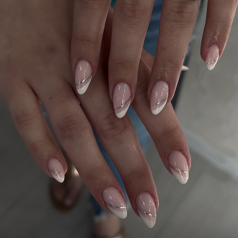 Elegant Stiletto Press-On Nail Art with Rhinestone Accents Kalsten