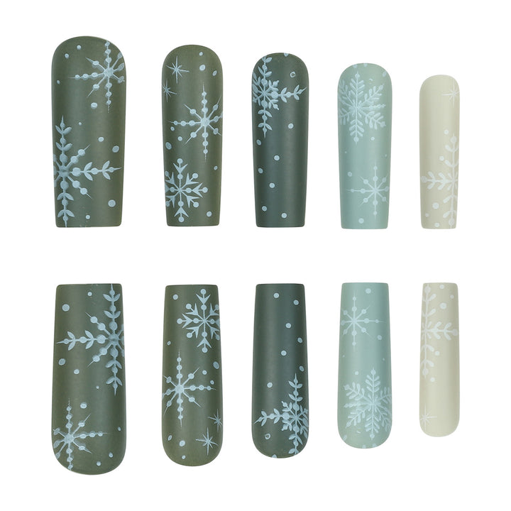 Festive Snowflake-Themed Press-On Nails Kalsten