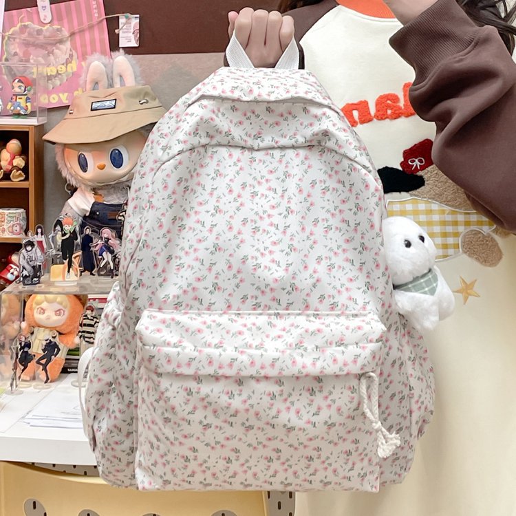 Backpack with Floral Design and Practical Compartments Kalsten