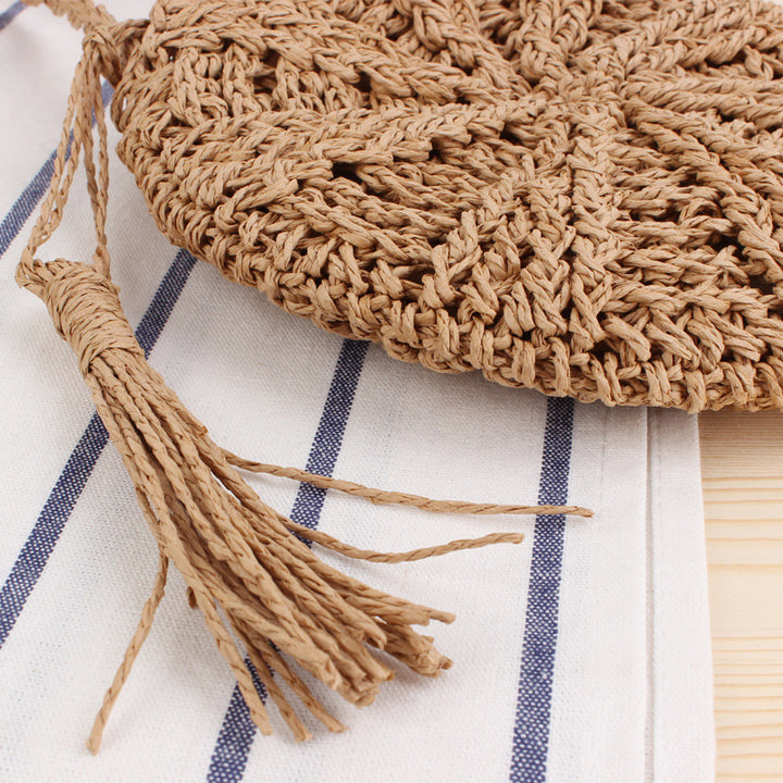 Round Bast Crossbody Bag with Tassels Kalsten