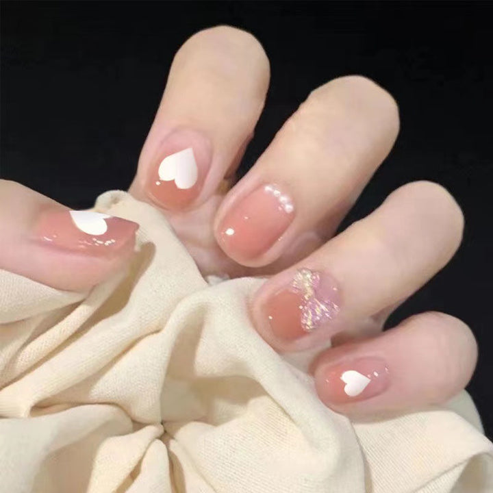 Heart-Design Glitter Press-On Nails Kalsten