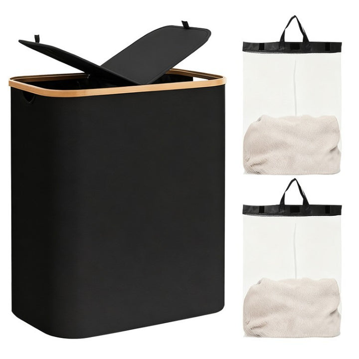 Laundry separation system with bamboo lid and multiple compartments Kalsten