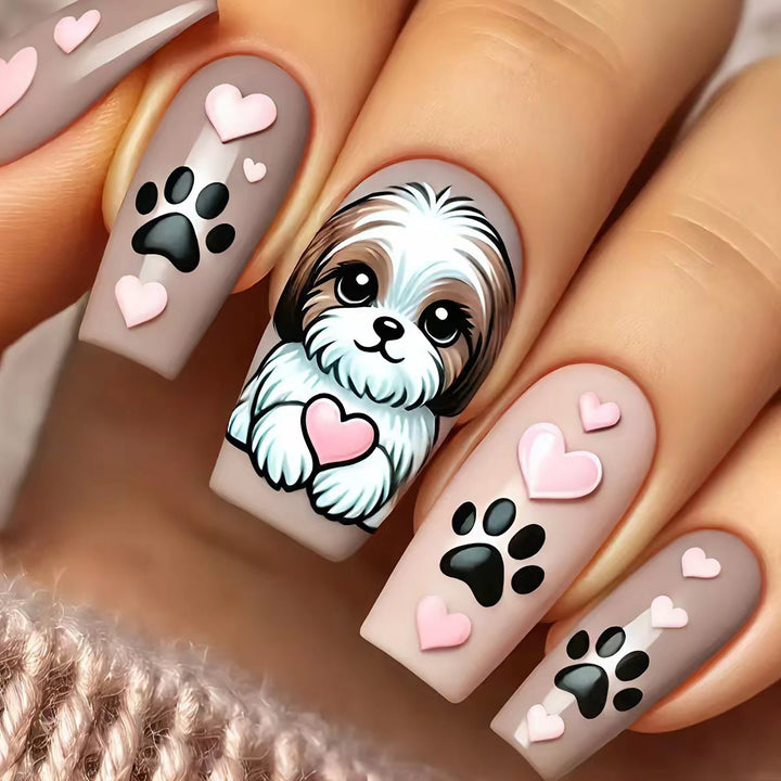 Nail design with cute dog motif Kalsten