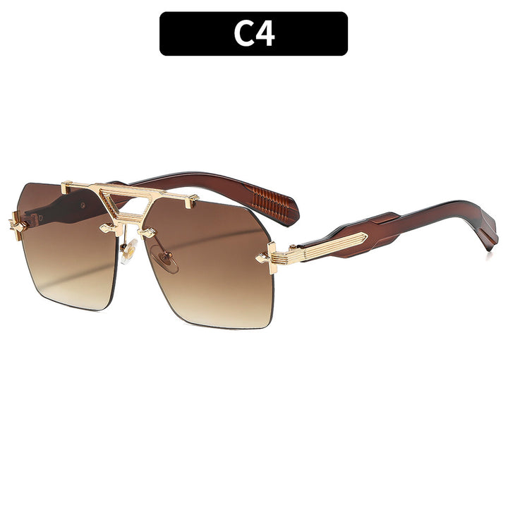 Geometric Aviator Sunglasses with Unique Accent Details