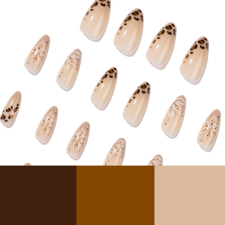 Elegant artificial nails with floral design and Kalsten accents