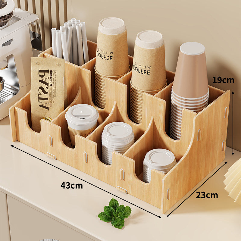 Modular Tiered Countertop Coffee Cup Lid and Straw Organizer