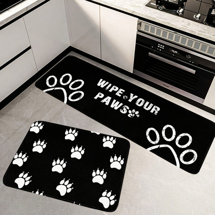 Playful Paw Print Kitchen Mat Set