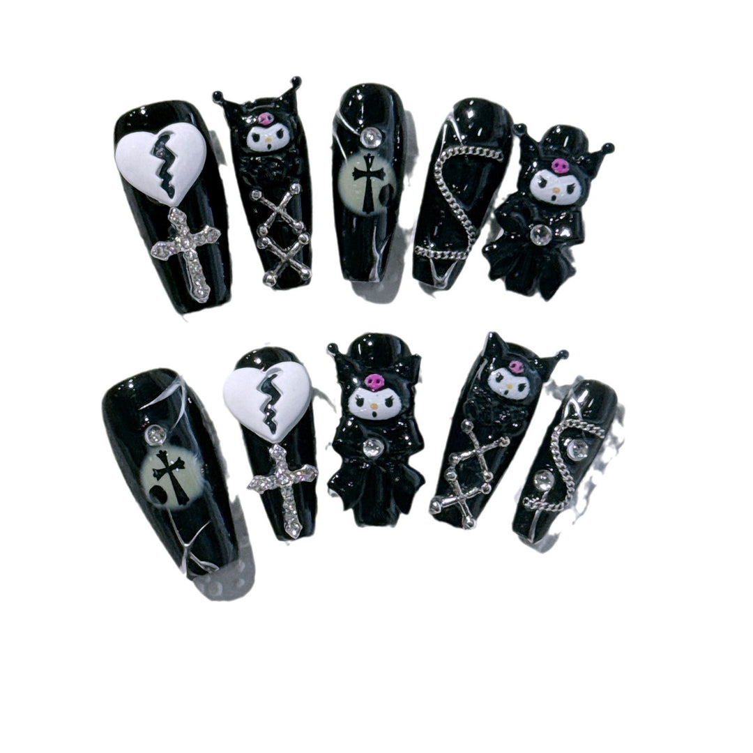 Gothic-Inspired Decorative Press-On Nail Art Set