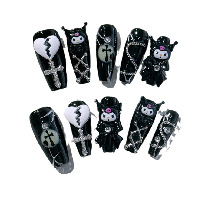 Gothic-Inspired Decorative Press-On Nail Art Set