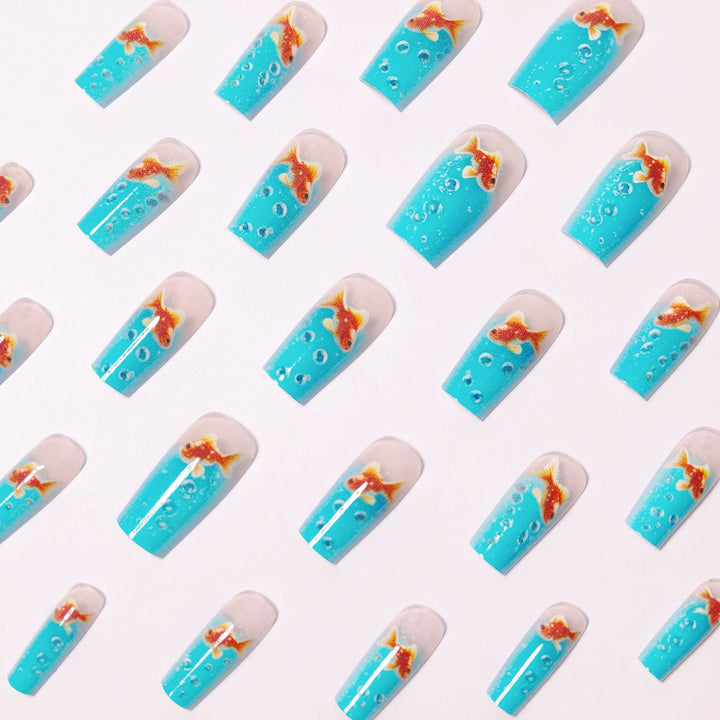 Artificial nail design with golden fish Kalsten