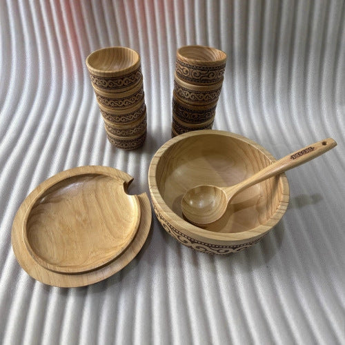 Artisan Wooden Serving Bowl Set