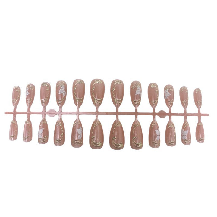 Elegant artificial nails with marble and gold accents Kalsten