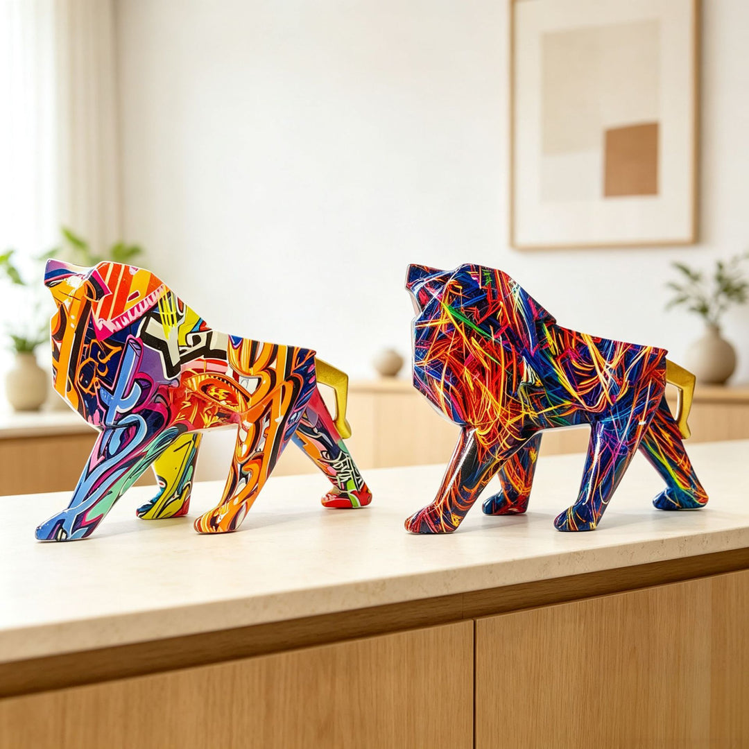 Colorful lion figure made of high-quality resin Kalsten