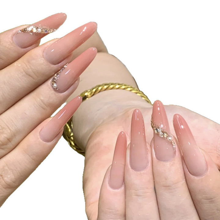 Artistic Press-On Nail Set with Unique Bow and Heart Accents Kalsten