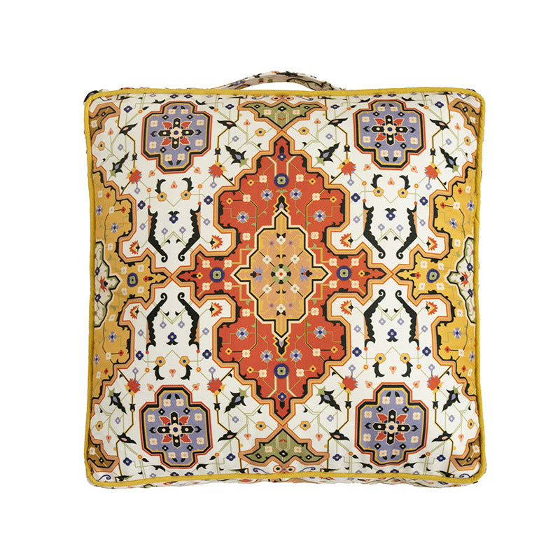 Square decorative cushion cover with oriental medallion pattern and contrasting piping Kalsten