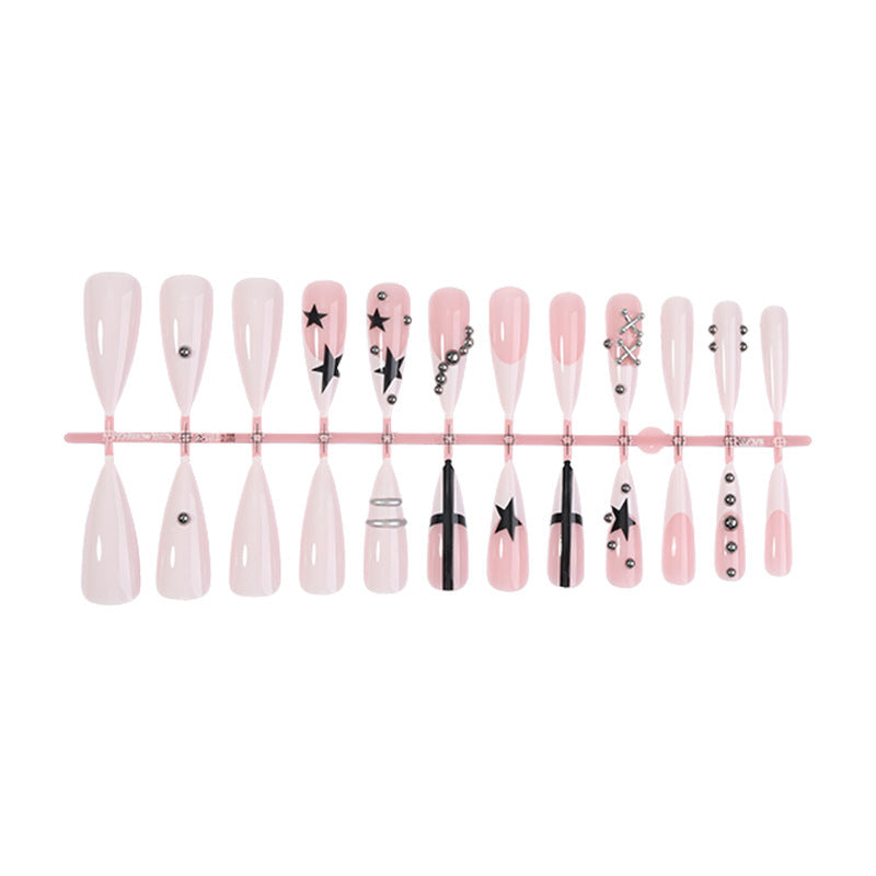 Artificial nail set with elegant star and glitter design Kalsten