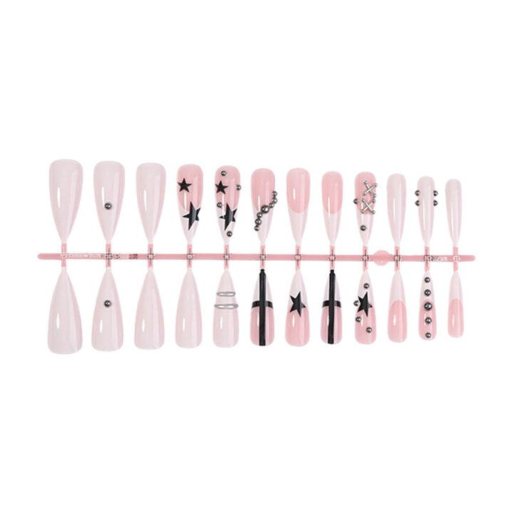 Artificial nail set with elegant star and glitter design Kalsten