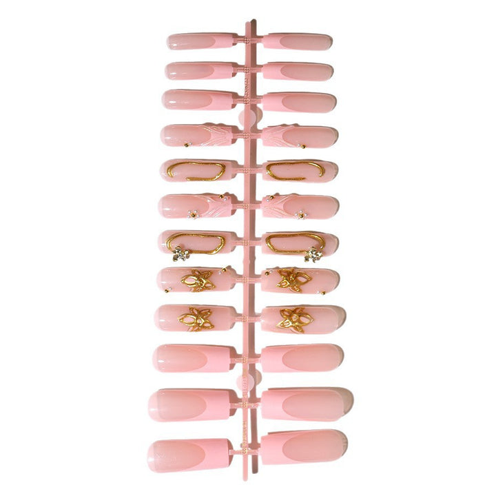 Elegant Artificial Nail Tips with Gold Accents Kalsten