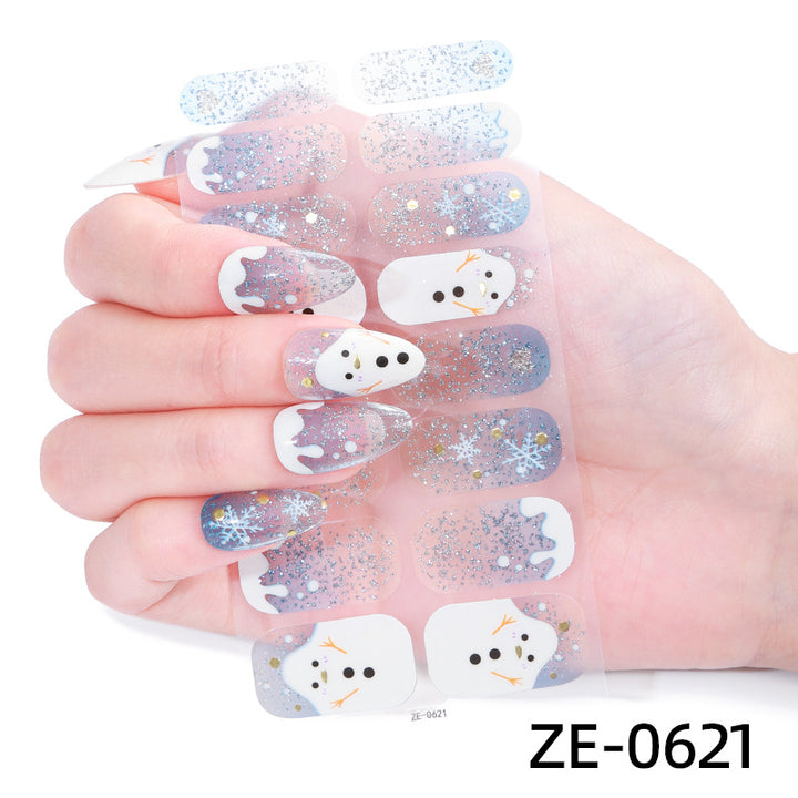 Holiday-Themed Snowman Nail Wraps