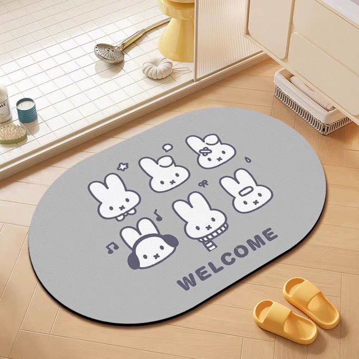 Cartoon Bunny Absorbent Bath Mat Kalsten