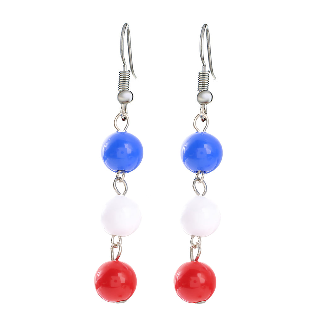Ladies enamel earrings horseshoe with star stripe motif Kalsten