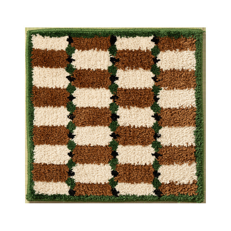 Hand-tufted square bath mat with high pile and non-slip bottom Kalsten