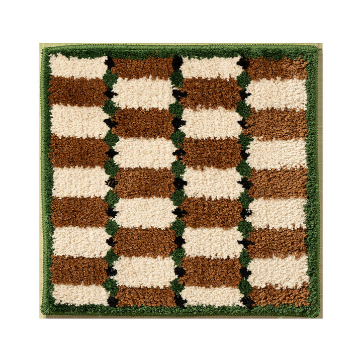 Hand-tufted square bath mat with high pile and non-slip bottom Kalsten