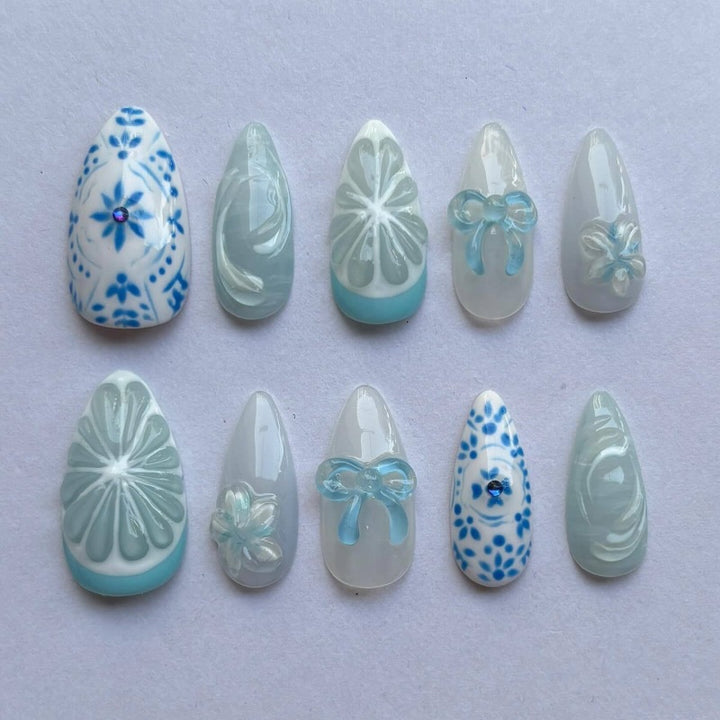 Nature-Themed Artistic Press-On Nail Set Kalsten