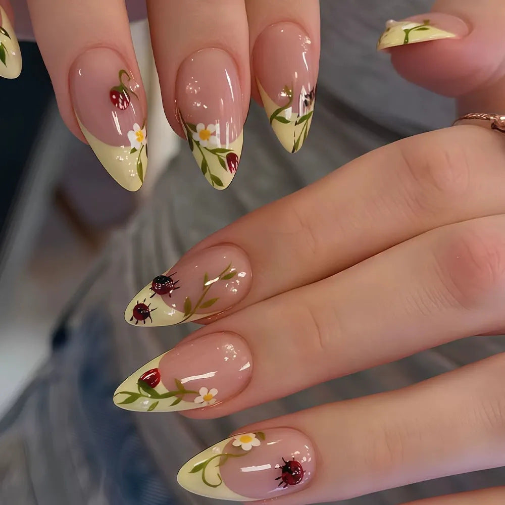 Floral Patterned Acrylic Nail Enhancements Kalsten