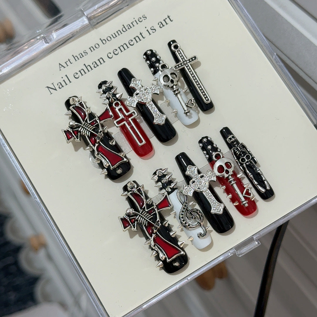 Gothic-Inspired Decorative Nail Art Enhancements