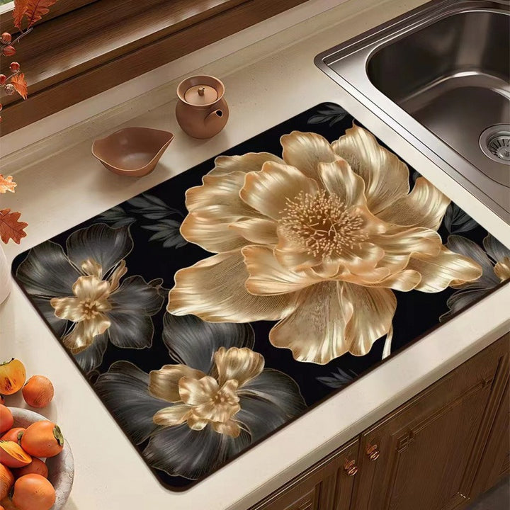 Modern Leaf-Pattern Kitchen Mat