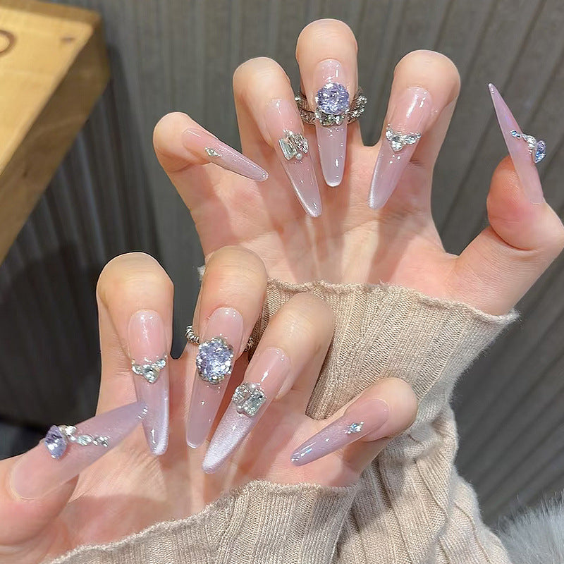 Glamorous Rhinestone-Embellished Stiletto Press-On Nails Kalsten