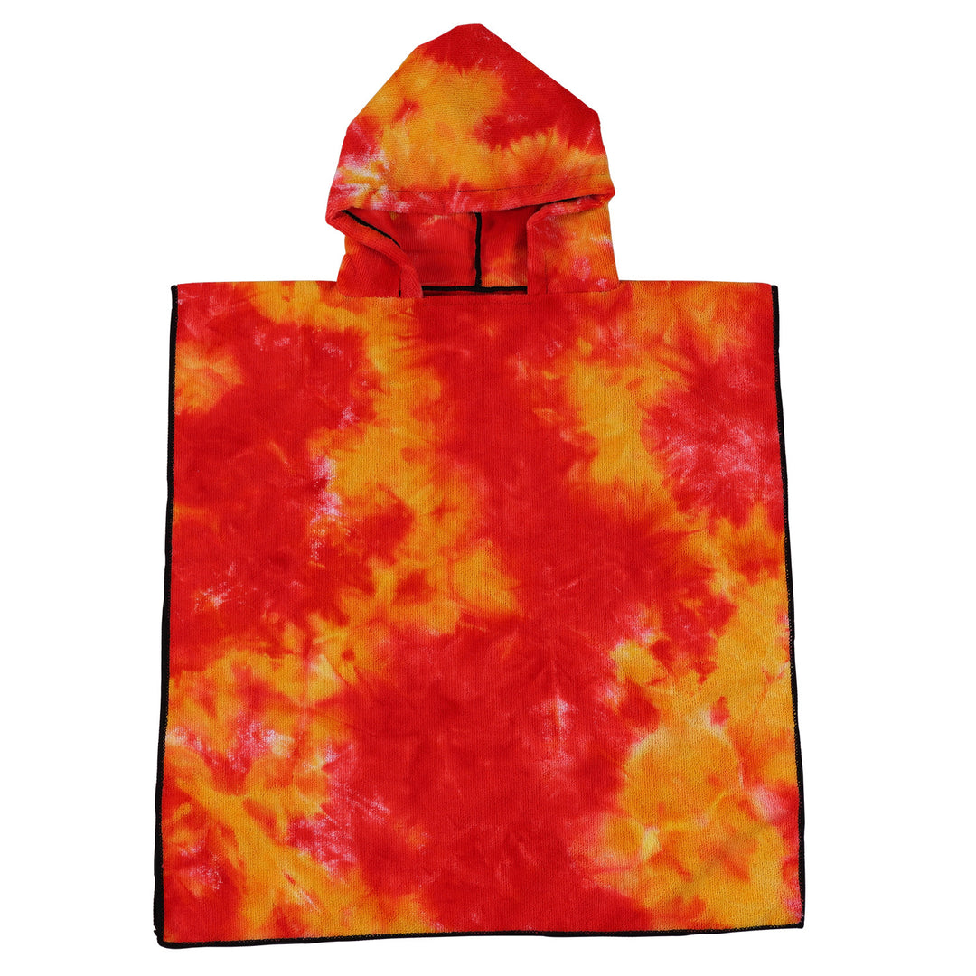 Women's Fleece Poncho with Hood and Colorful Tie-Dye Design Kalsten