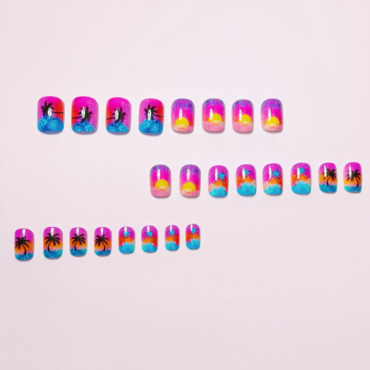 Artificial nails with luminous sunset design Kalsten