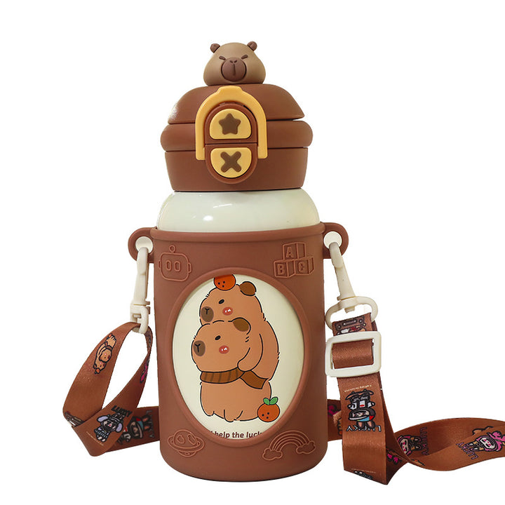 Women Insulated Drinking Bottle with Unique Animal Design and Practical Carry Strap Kalsten