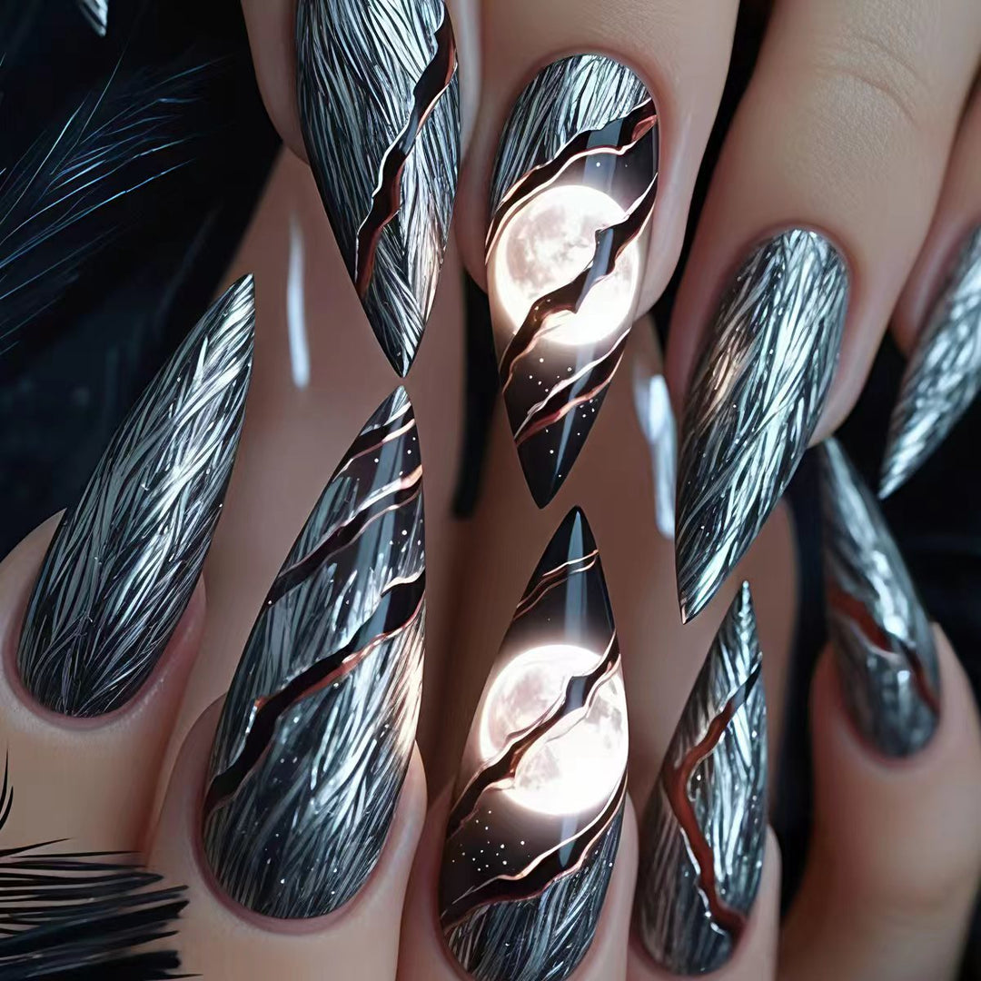 Artificial Nails in Futuristic Moon Design Kalsten