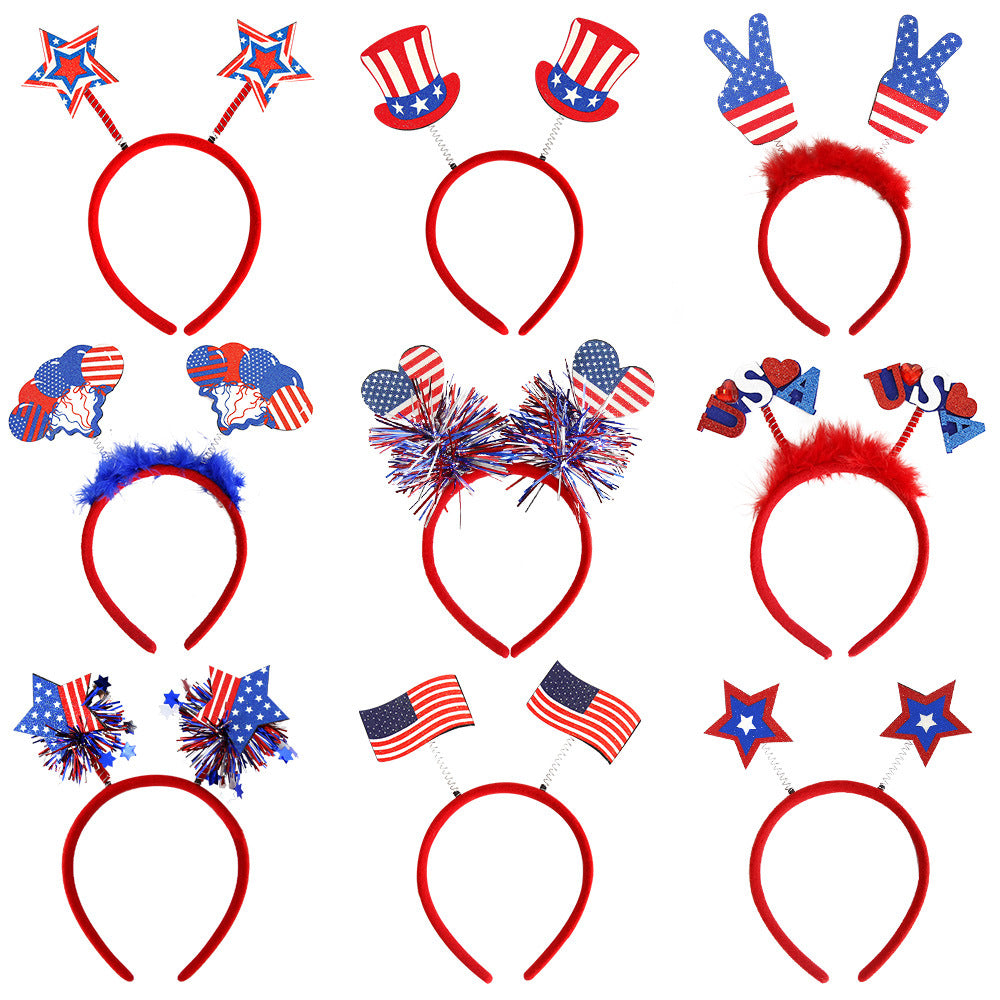 Unisex nan patriotic star antenna headband with ribbon streamers Kalsten