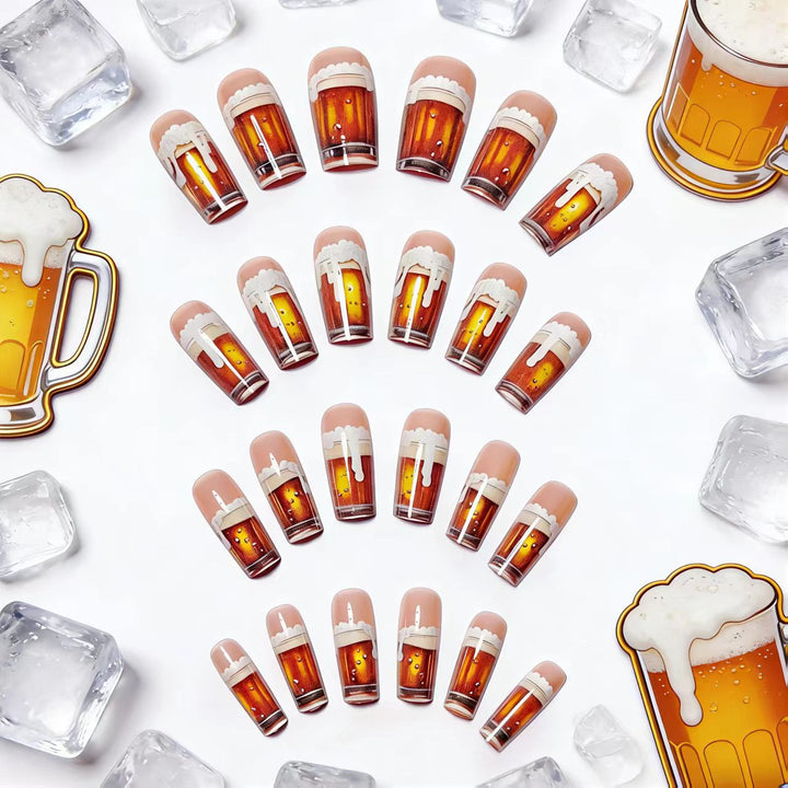 Artificial nails with Creative Beer Glass Design Kalsten