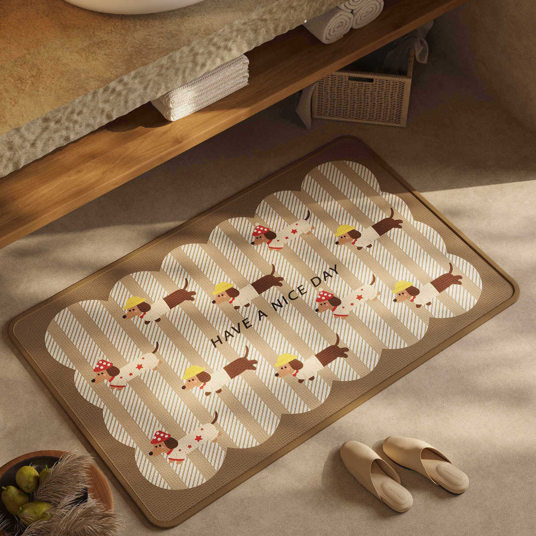 Playful Dog-Themed Bath Rug