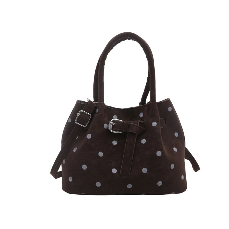 Casual Suede Polka Dot Handbag