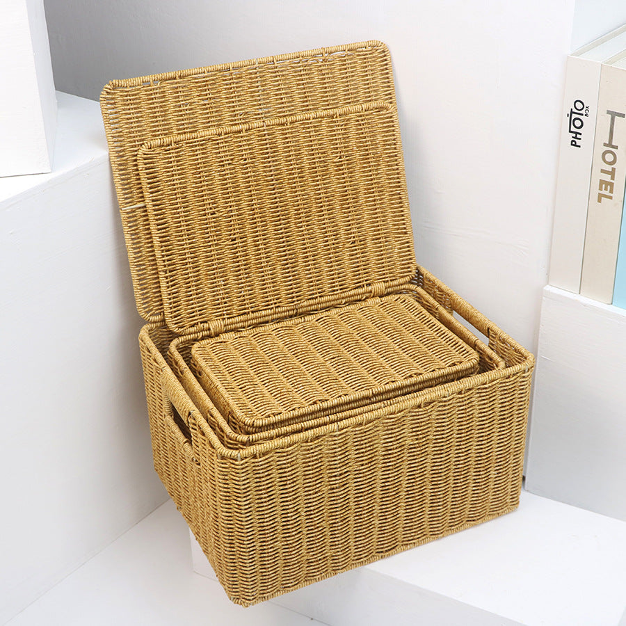 Woven Storage Chest with Lid Kalsten