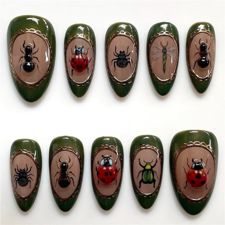 Artistic Bug-Inspired Press-On Nail Extensions Kalsten