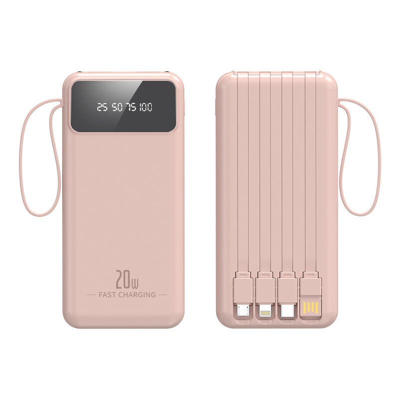 Portable power bank with integrated cable system and digital charging display Kalsten