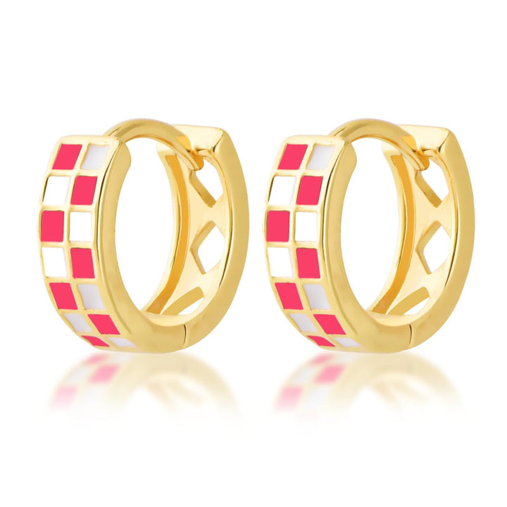 Modern Geometric Enamel Hoop Earrings Kalsten
