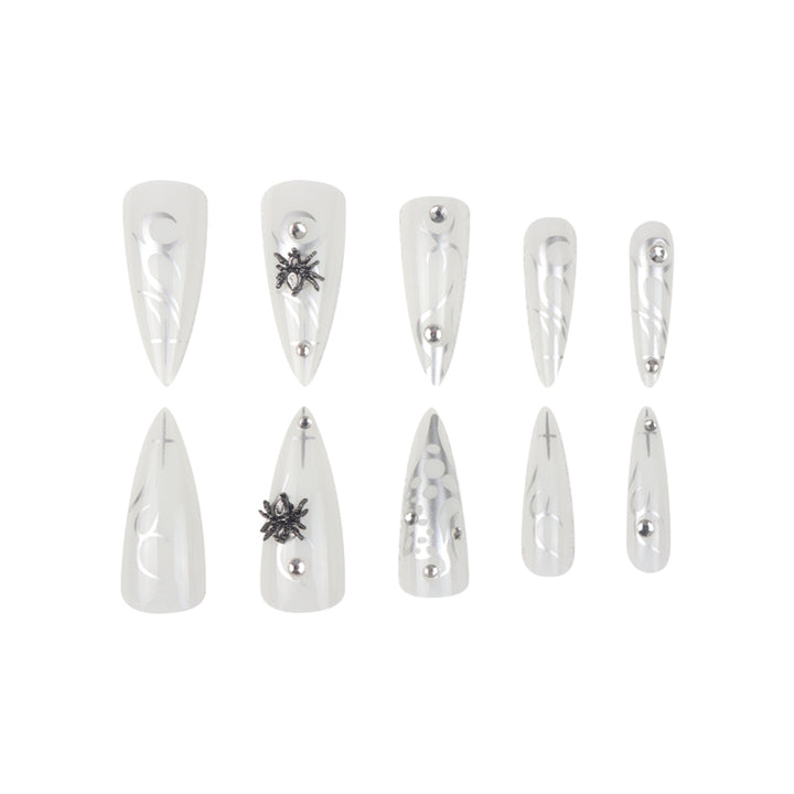 Elegant Stiletto Press-On Nails with Metallic Design Kalsten